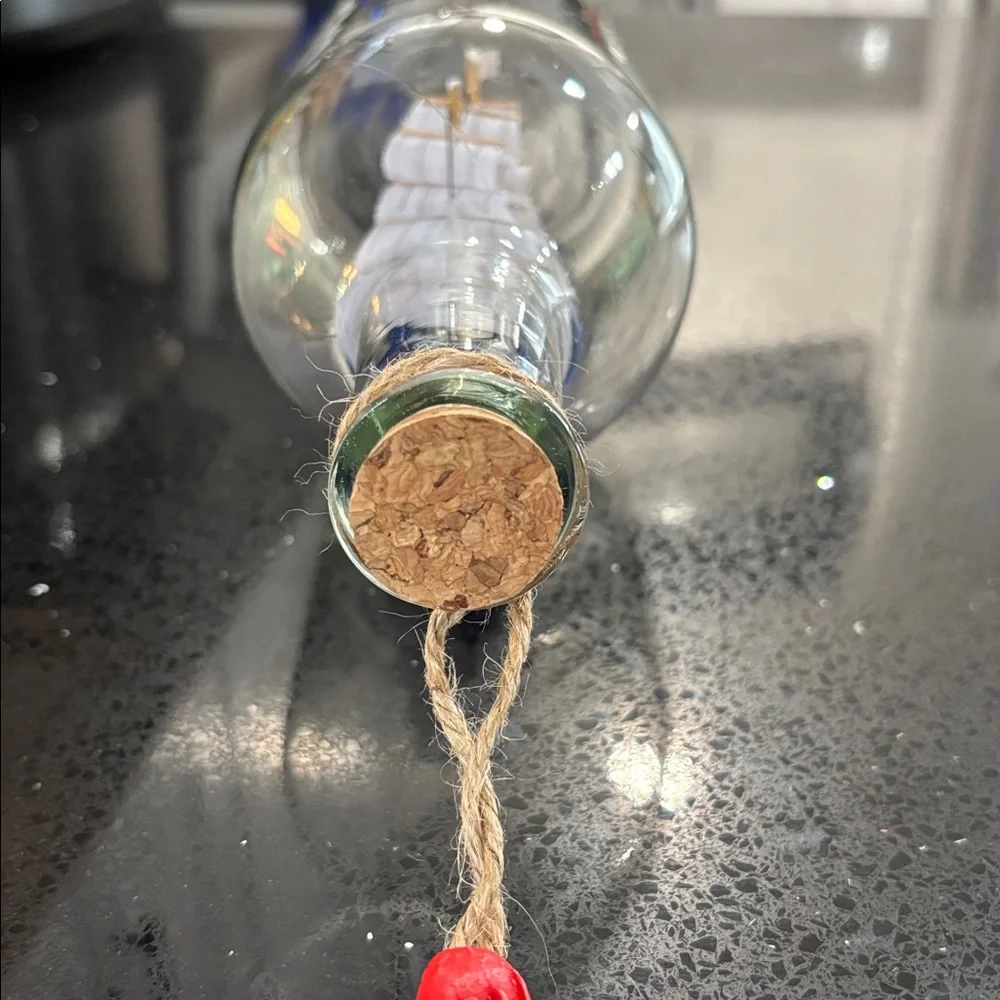 Decorative Ship in a Bottle with Cork - Picture 4 of 6
